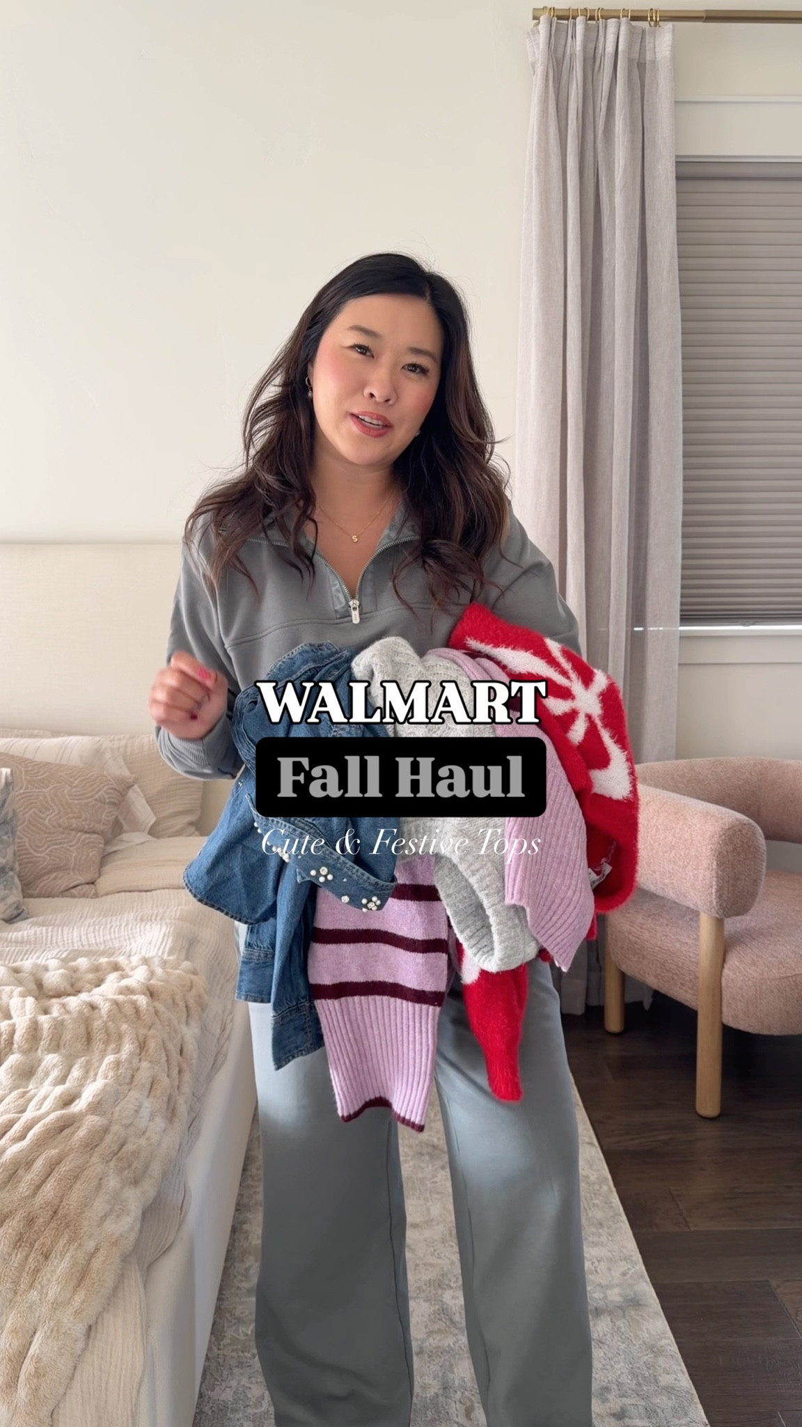 Walmart Fall Haul / Cute & Festive Tops
Green Fleece Half Zip: Medium 
Green Fleece Pants: Medium 
Purple Striped Sweater: Medium
Dark Cherry Pants: Medium 
Grey Embellished Cardigan: Medium
Patch Pocket Jeans: 8S
Embellished Denim Shirt: Medium 
Bow Sweater: Medium
Embellished Crop Denim: 8 
