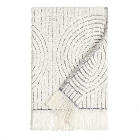 Morgan Gray And Off White Sculpted Spiral Hand Towel | World Market