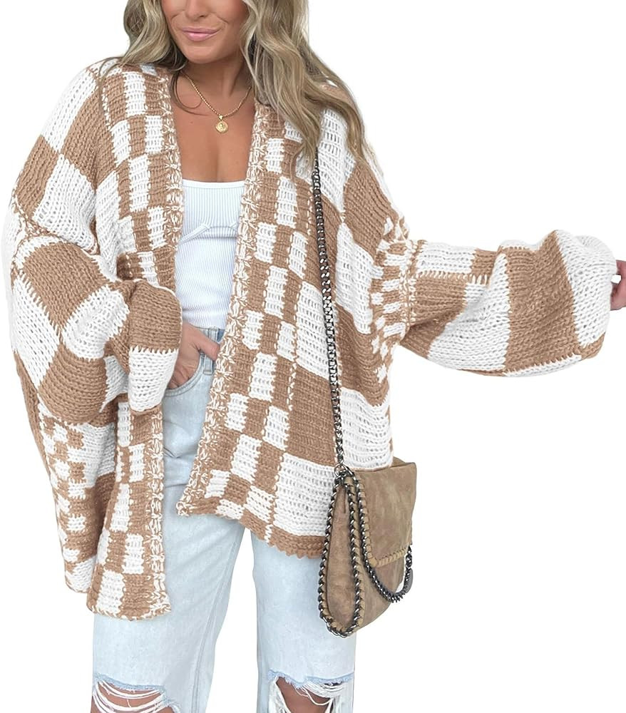 BTFBM Casual Cardigan Sweater for Women Fall 2025 Long Sleeve Open Front Chunky Knit Sweaters Che... | Amazon (US)