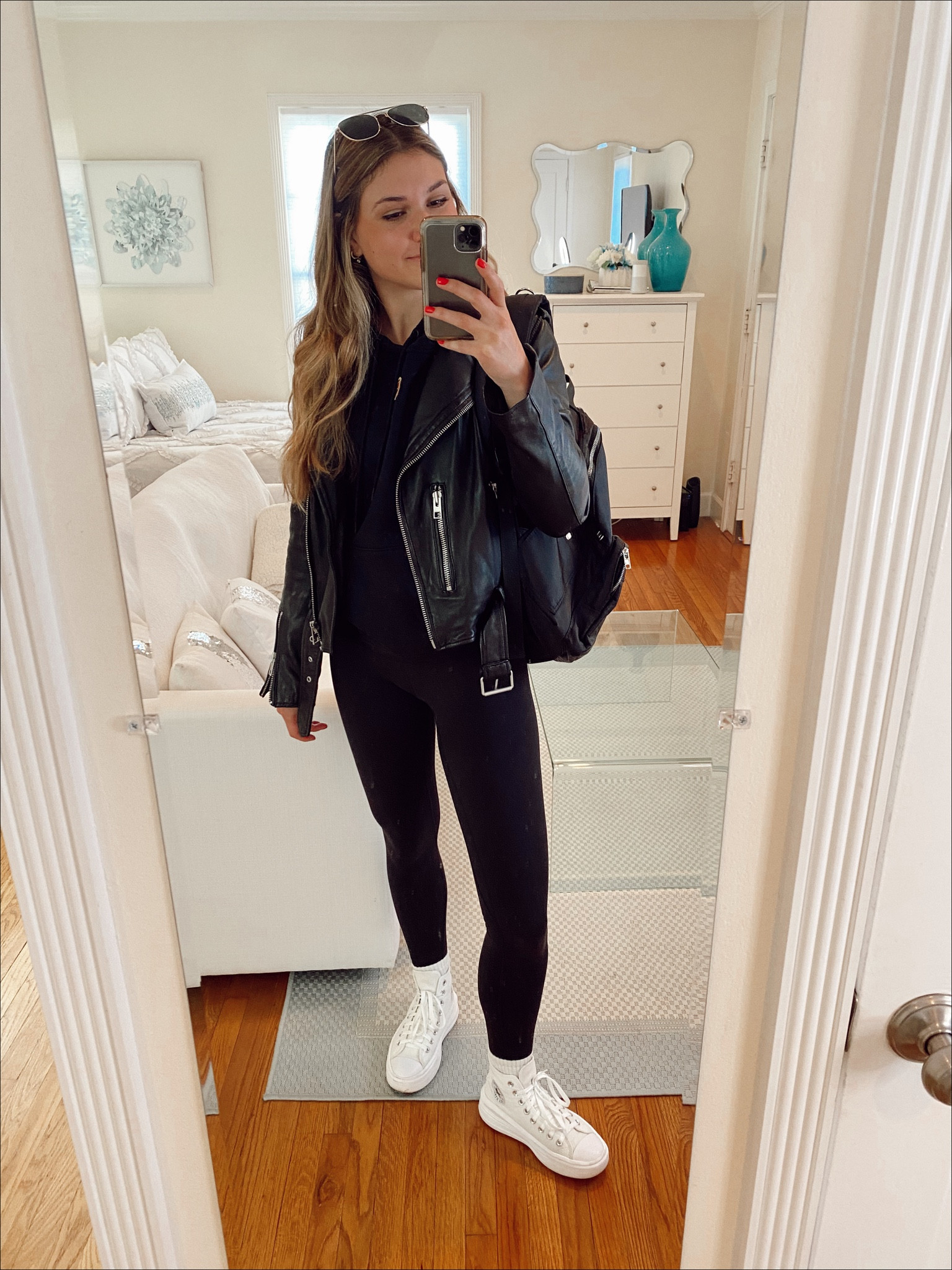 Cute and casual outfit to go to the coffee shop. I love wearing hoodies and leather jackets, esp because it’s so warm!! 

#LTKHoliday #LTKSeasonal #LTKFind