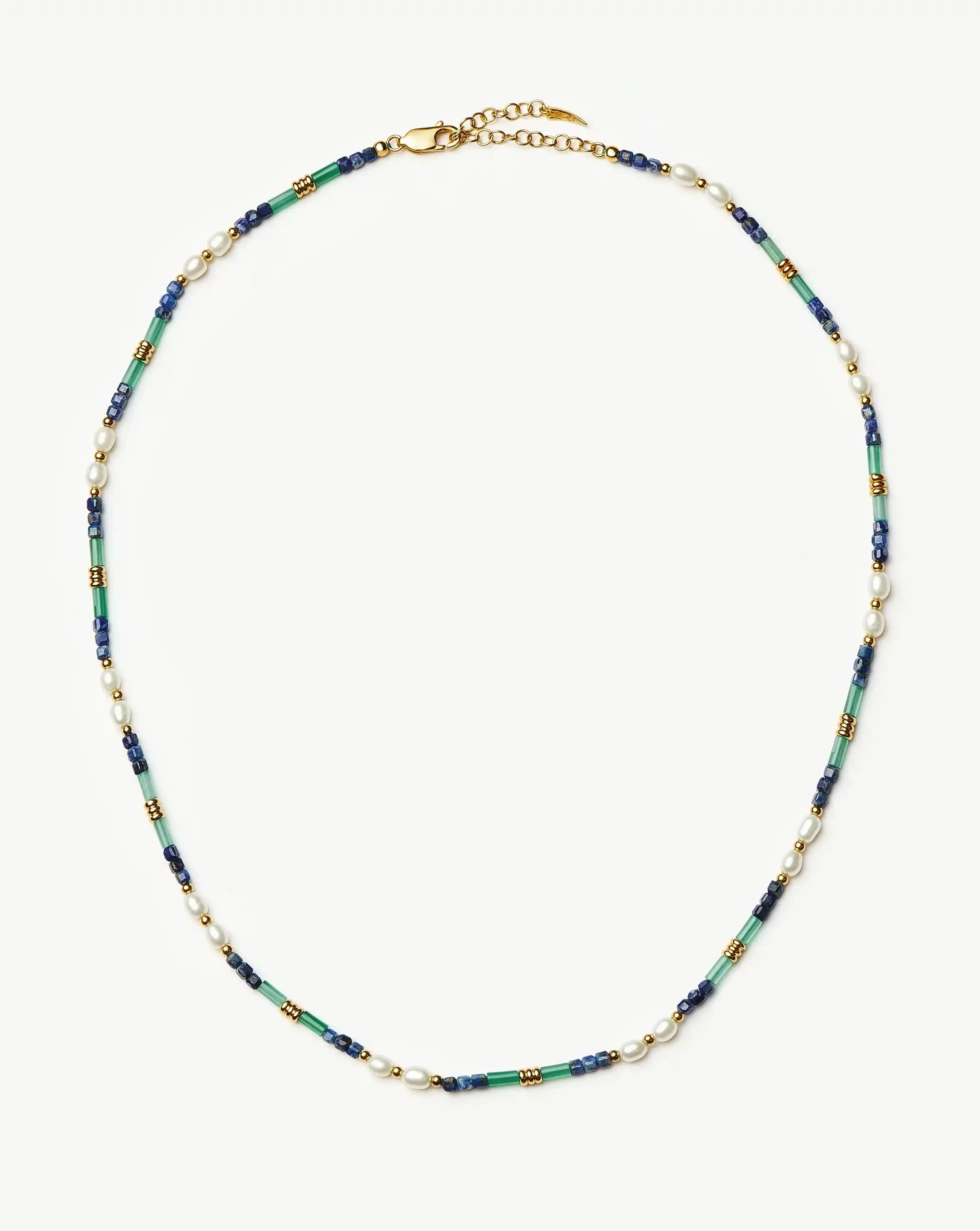 Beaded Gemstone & Pearl Short Necklace in Lagoon Blue | MISSOMA US | Missoma US