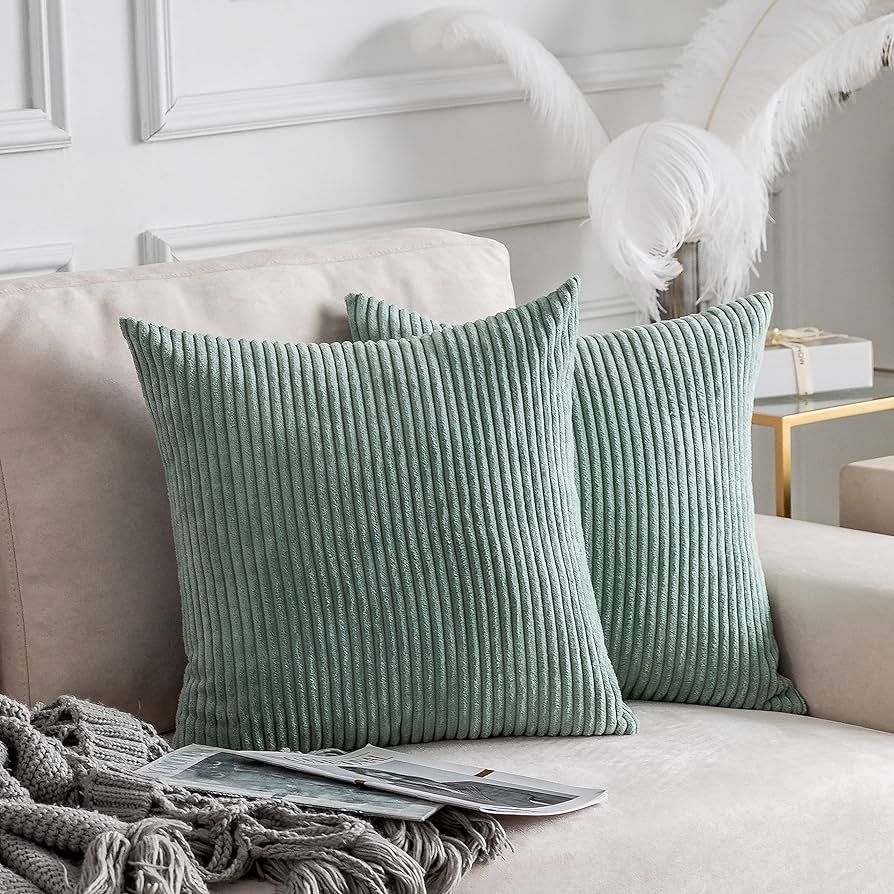 Amazon.com: Home Brilliant Couch Pillow Covers 26x26 Set of 2 Super Soft Corduroy Large Euro Sham... | Amazon (US)