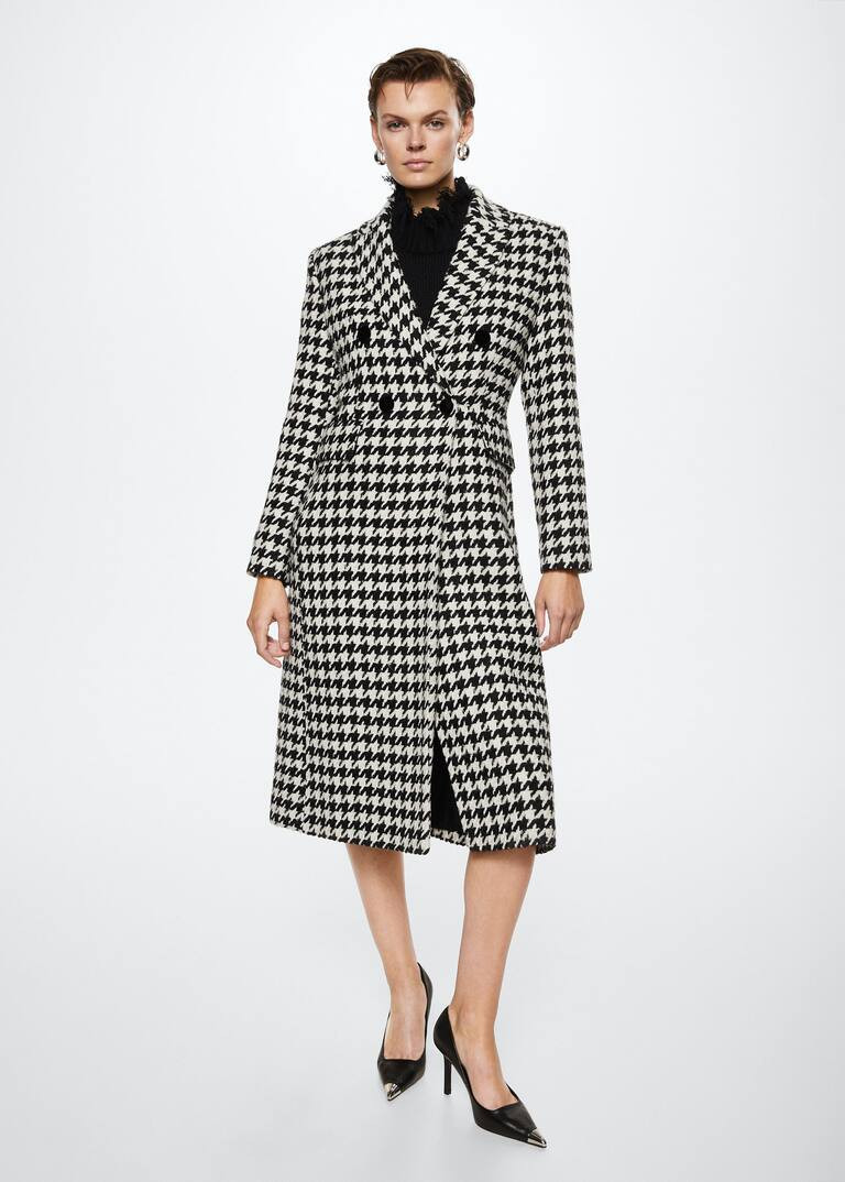 Houndstooth wool-blend coat | MANGO (UK)