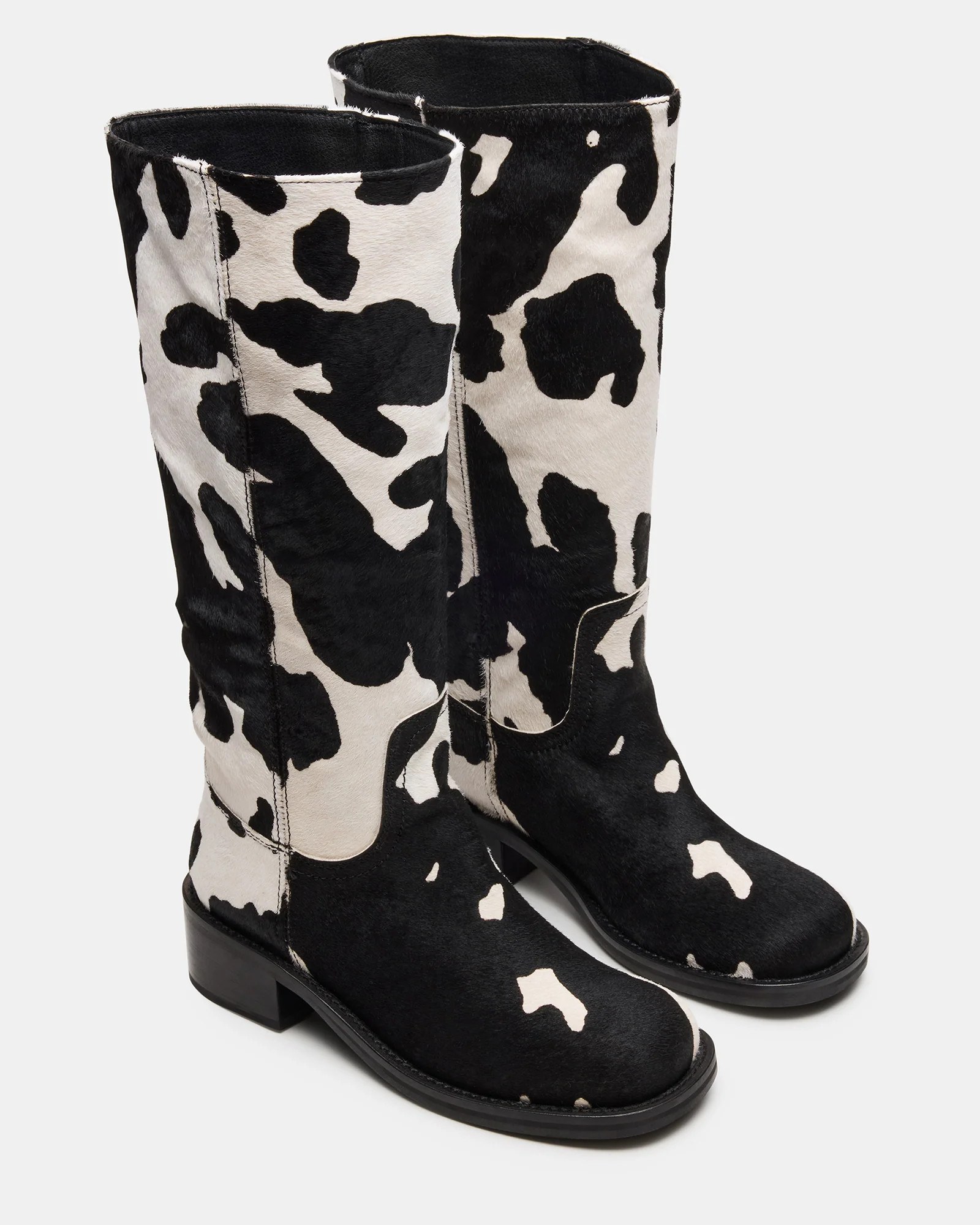 Riggs Black Cow Print Wide Calf | Steve Madden (US)