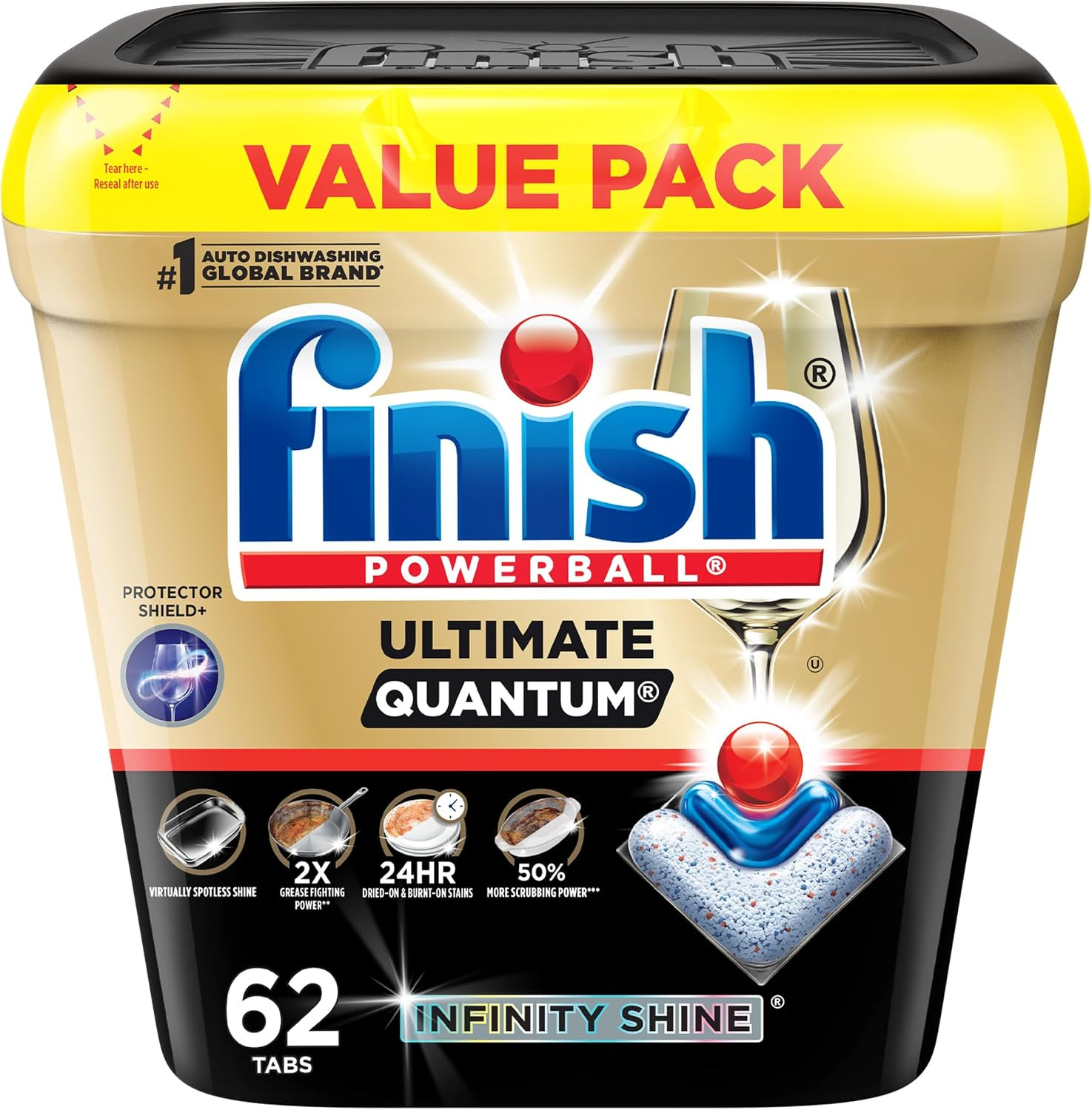 Finish Ultimate Quantum Dishwasher Pods, Infinity Shine, Fresh Scent, 62ct | Amazon (US)