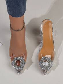 Rhinestone Decor Chunky Heeled Slingback Pumps SKU: sx2201059156231591(100+ Reviews)$21.70$20.62J... | SHEIN