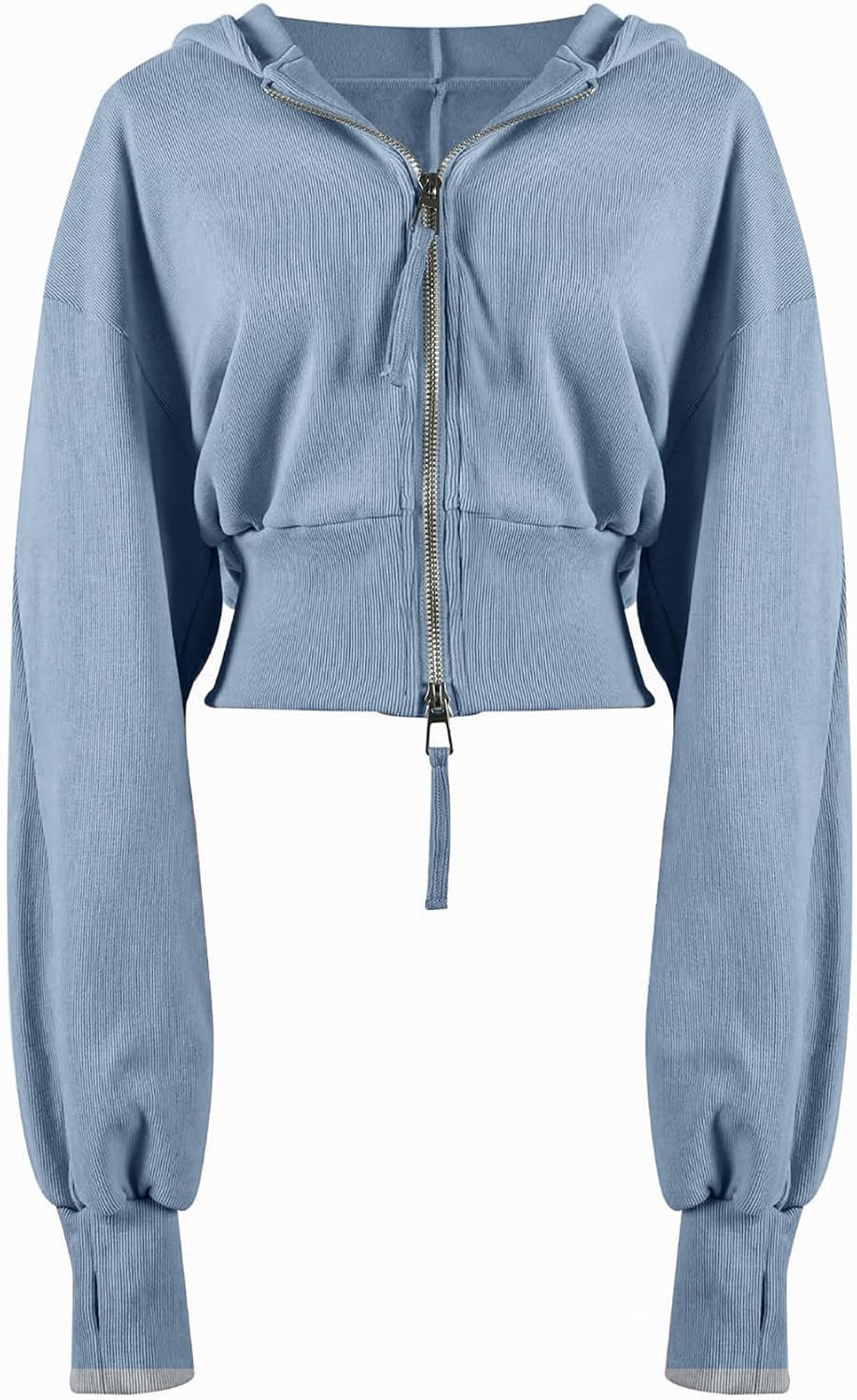 Arssm Cropped Hoodie Women Zip Up Long Sleeve Sweatshirts Casual Fashion Hooded Workout Jacket Crop Top | Amazon (US)