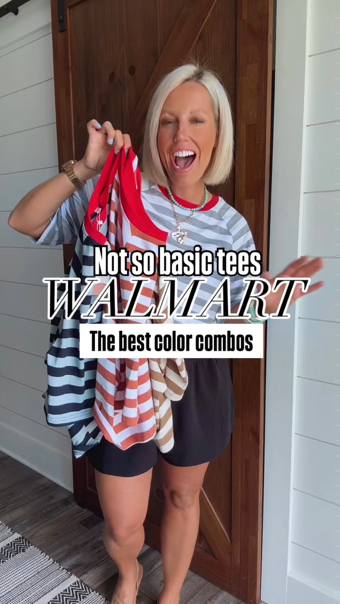 I love these not so basic tees that come in the best color combos!! The longer sleeve and length are perfect to tuck in or leave out! 
⬇️⬇️⬇️
Tees size small
Shorts size smalll

#LTKStyleTip #LTKFindsUnder50 #LTKSaleAlert