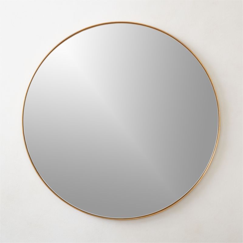 Cody Round Polished Brass Wall Mirror 36" + Reviews | CB2 | CB2