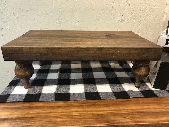 Walnut stained wood riser  Wood pedestal tray  Rae Dunn | Etsy | Etsy (US)
