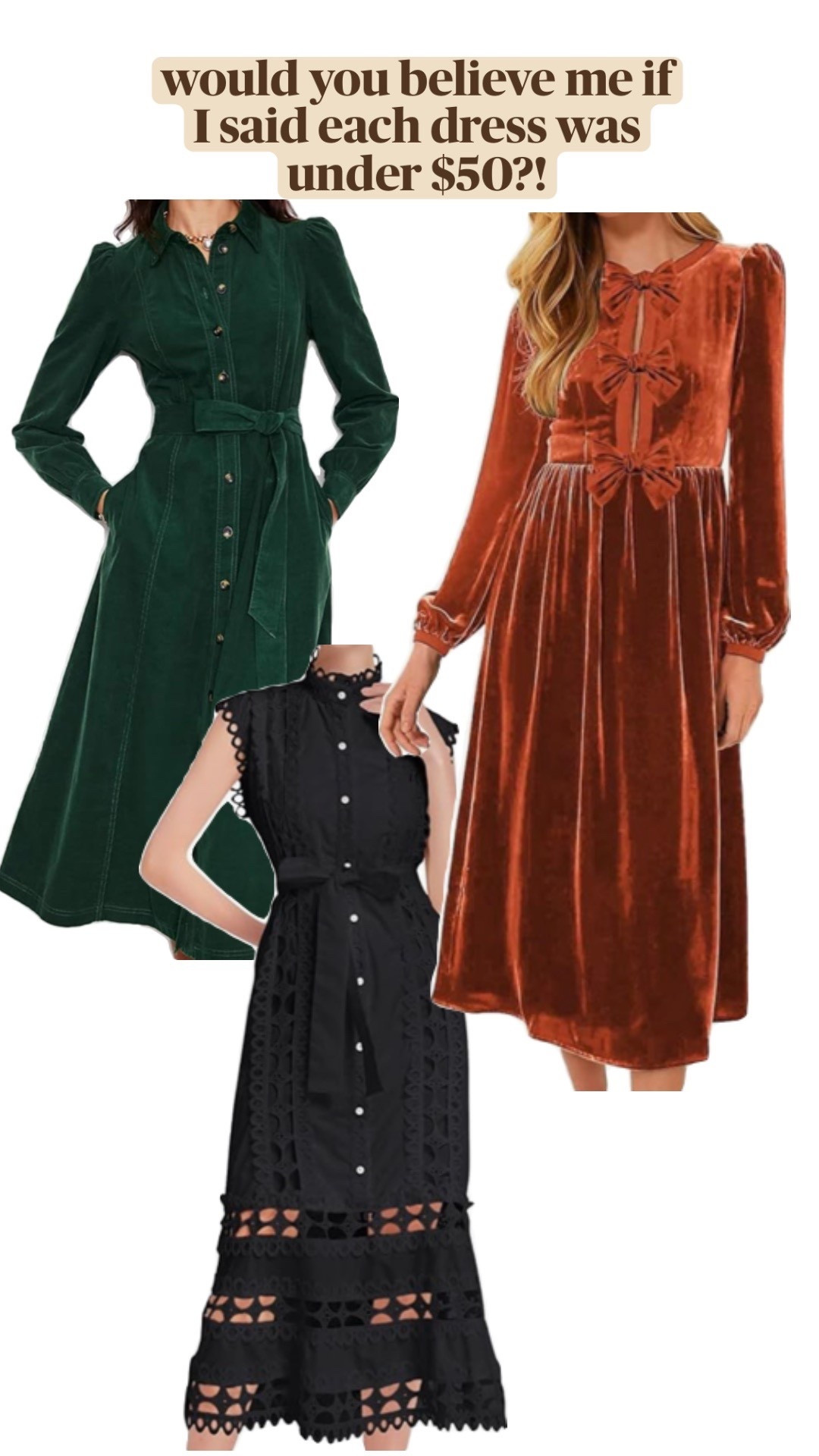 designer inspired dresses all under $50! perfect holiday dresses for Thanksgiving and Christmas!! Tuckernuck inspired. Luxury looks for less. Fall dresses. Designer inspired dresses✨

#LTKStyleTip #LTKSeasonal #LTKFindsUnder50