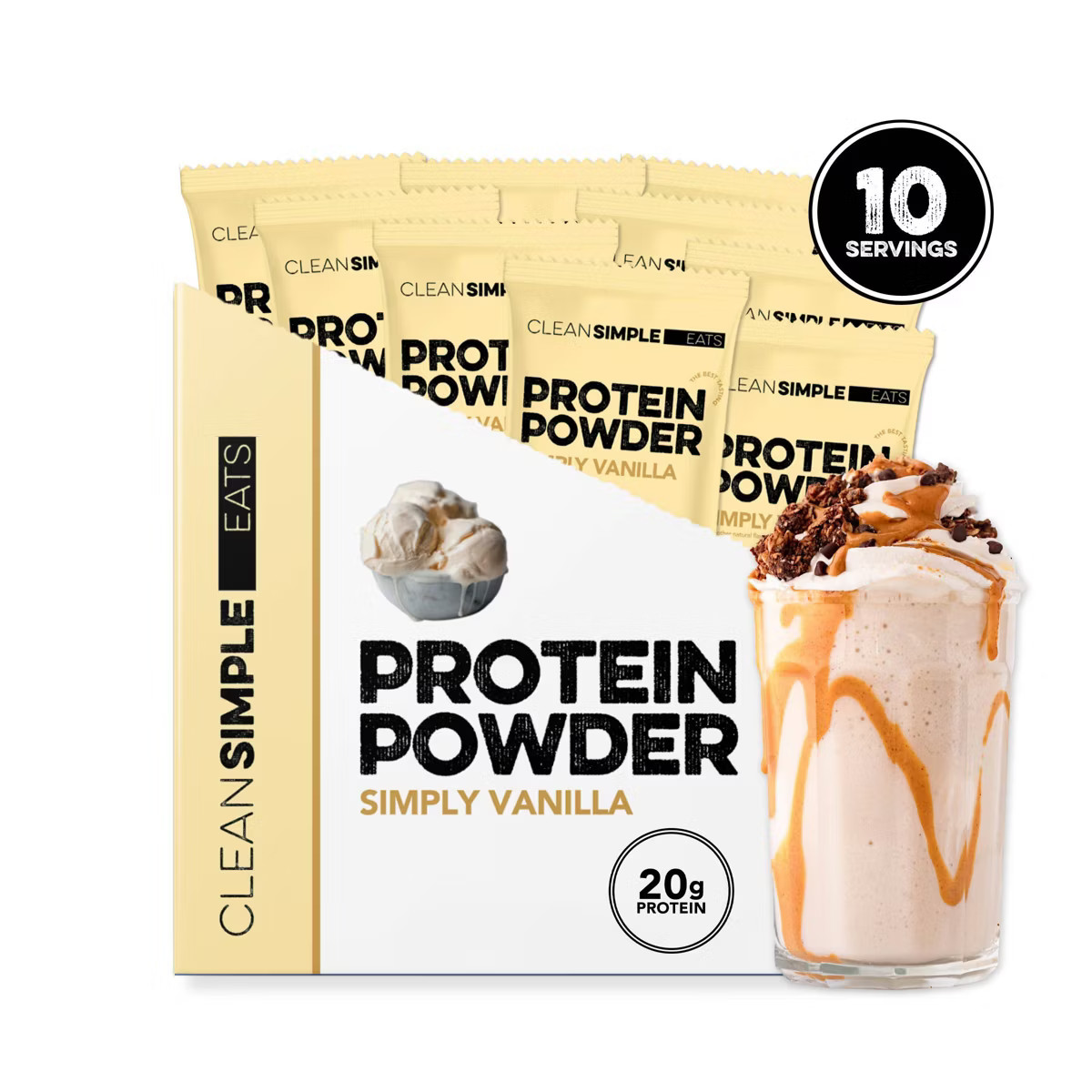 Clean Simple Eats Protein Powder Sticks - Simply Vanilla - 11.6oz/10ct | Target