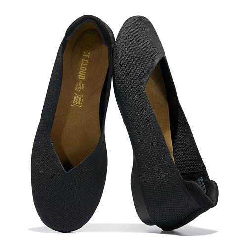 Project Cloud Womens Flats - Memory Foam Insole Ballet Flats for Women Footwear - Non Slip and Lightweight Comfortable Shoes for Women 2026 (Prospect-BLKKN,10M) Black Knit | Amazon (US)
