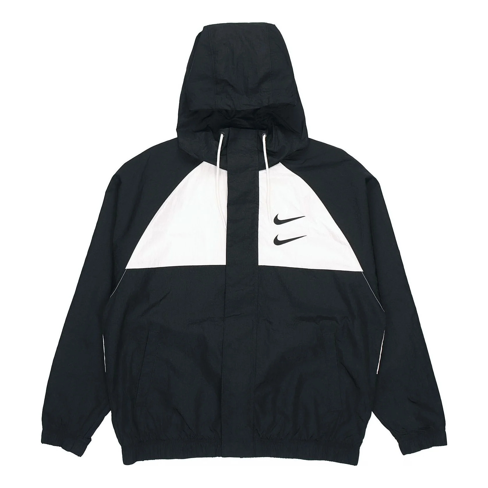 Nike Swoosh Windproof Sports Woven Hooded Jacket Black DJ9647-011 | KICKS CREW