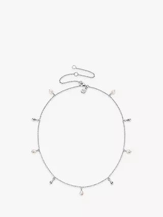 Claudia Bradby Freshwater Pearl Droplet Chain Necklace, Silver/White | John Lewis UK