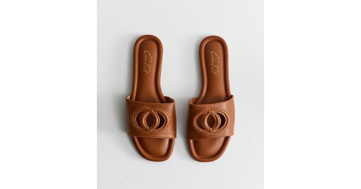 Tan Logo Cutout Faux Leather Mules
						
						Add to Saved Items
						Remove from Saved Items | New Look (UK)