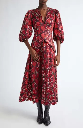 FARM Rio Bossa Banana Metallic Jacquard Maxi Dress | Nordstrom | Nordstrom