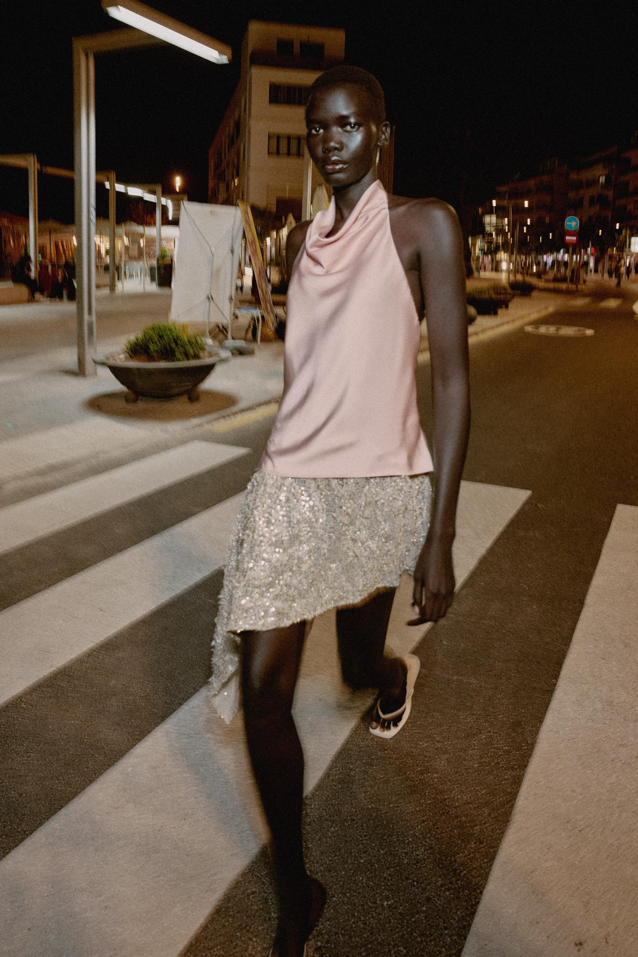 COMBINATION SEQUIN MIDI DRESS | Zara US