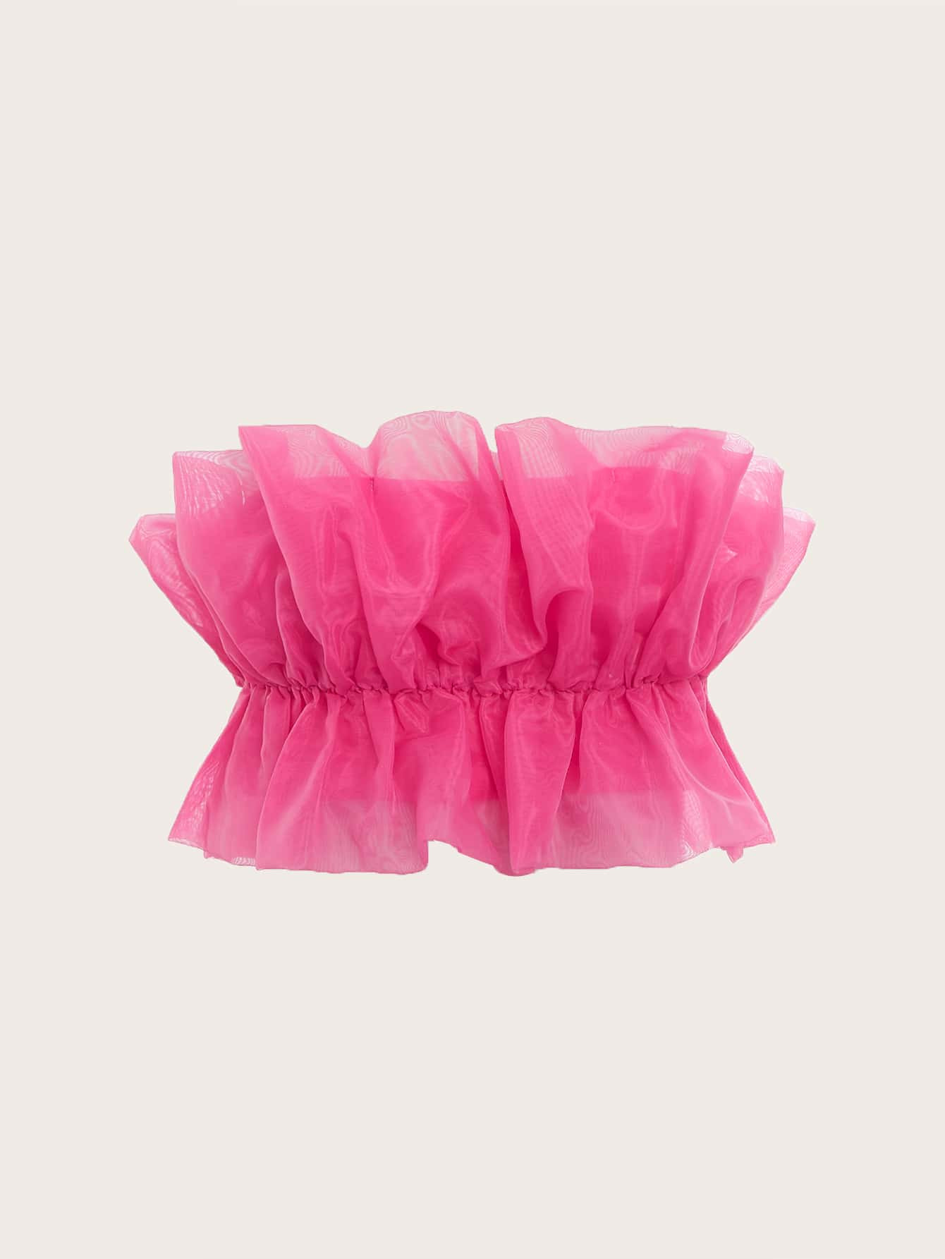 SHEIN BAE Ruffle Hem Organza Tube Top | SHEIN