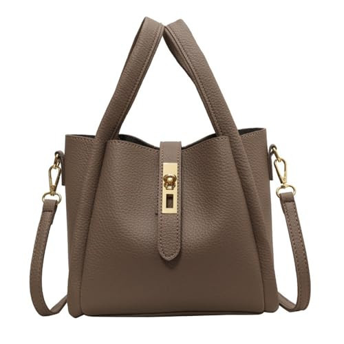 Women's Leather Tote Handbag with Zipper Closure, Shoulder Backpack Stylish Vintage Bucket Bag Crossbody Bag (grey) | Amazon (US)