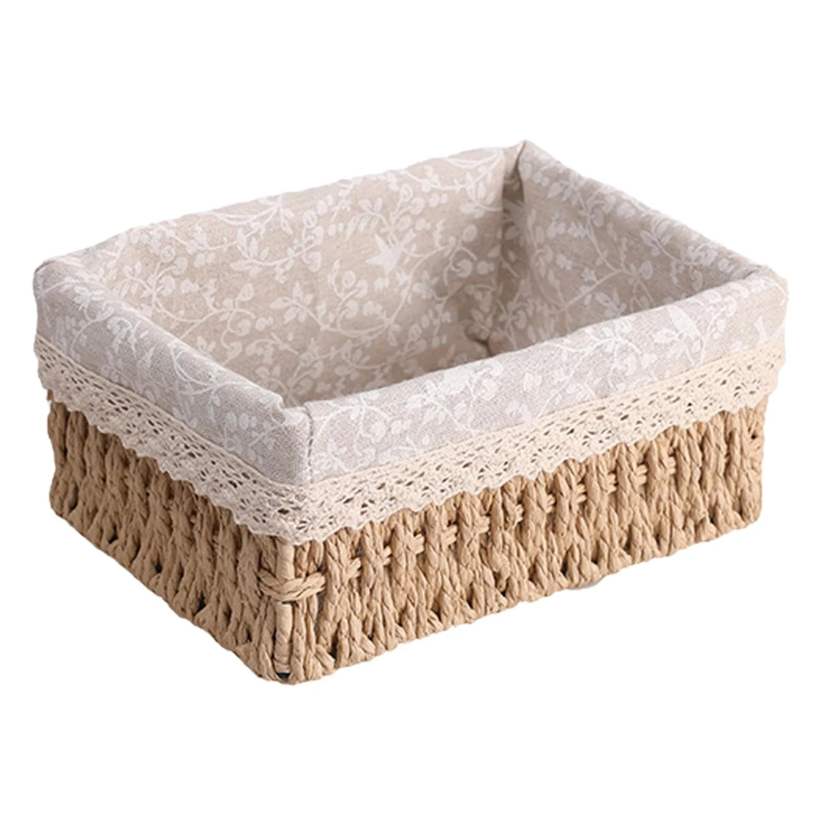 Floral Wicker Storage Baskets,Durable Hand Woven Wall Basket, Decorative Woven Storage Baskets with Liner, Storage Bins Container for Home Makeup Bedroom Shelves Organizing, 1Pc(Brown1,8.6x6.3x3.7") | Walmart (US)