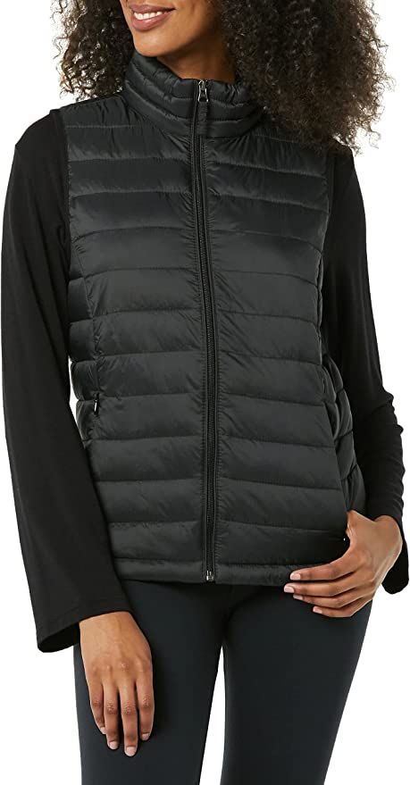 Amazon.com: Amazon Essentials Women's Lightweight Water-Resistant Packable Puffer Vest, Black, X-... | Amazon (US)