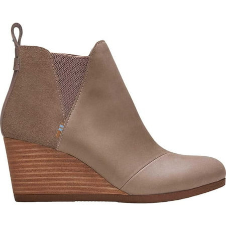 Women s TOMS Kelsey Wedge Bootie Taupe Grey Leather/Suede 11 M | Walmart (US)