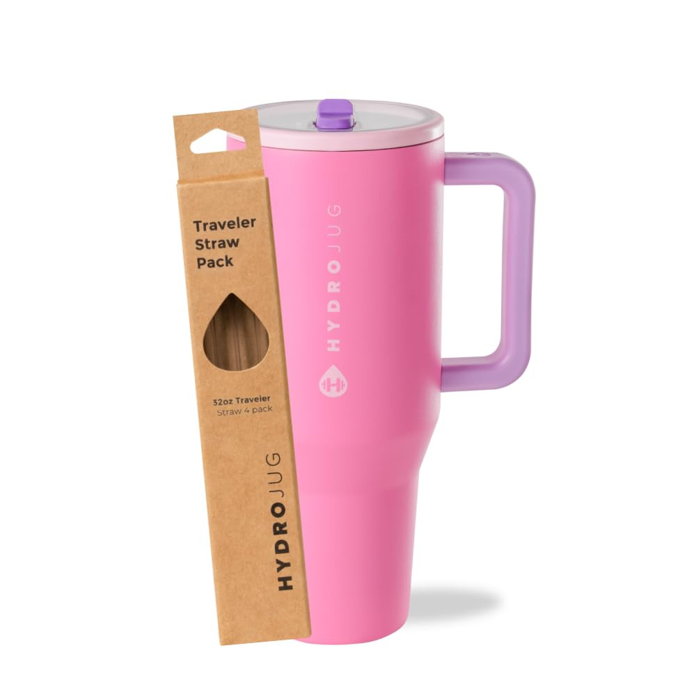 HydroJug Pink Sugar 32oz Traveler + Replacement Straws | Amazon (US)