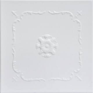 Bourbon Street Ultra-Pure White-Satin (Behr) 1.6 ft. x 1.6 ft. Decorative Foam Glue Up Ceiling Ti... | The Home Depot