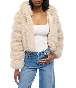 Jolene Faux Fur Hooded Filled Jacket | Dillard's