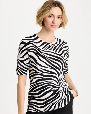 Ella Zebra Crewneck Pullover Sweater | Chico's | Chico's
