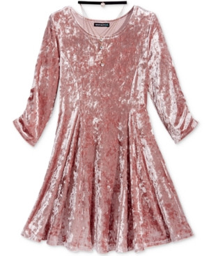 My Michelle Velvet Fit & Flare Dress & Necklace Set, Big Girls (7-16) | Macys (US)