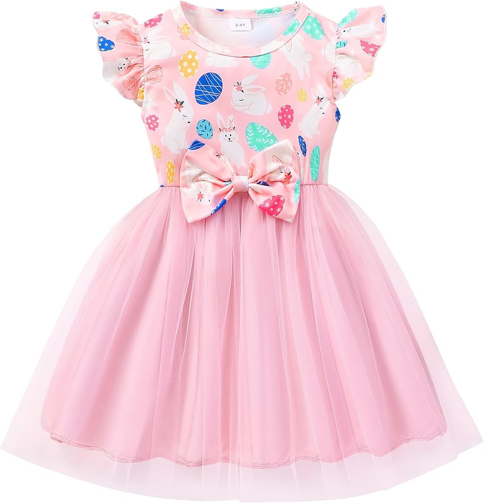 Little Girls Tulle Tutu Dress - Toddler Kids Flutter Sleeve Princess Sundress Casual Summer Outfi... | Amazon (US)