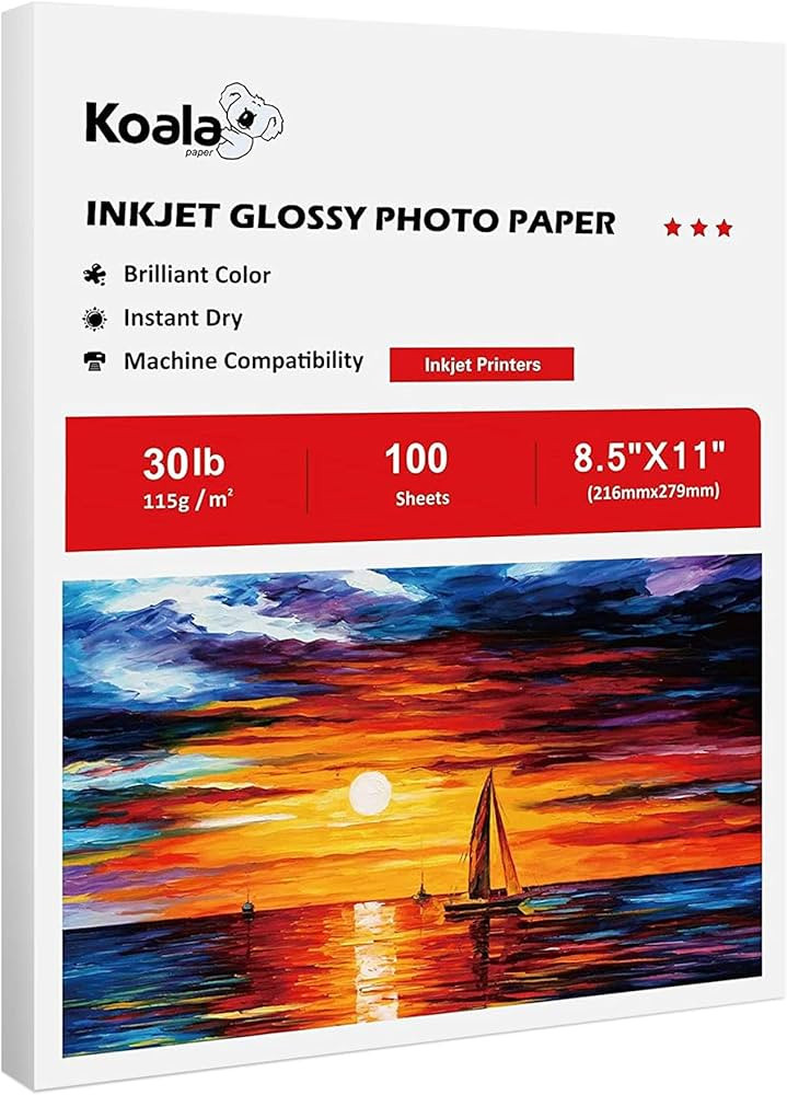 Koala Glossy Thin Inkjet Paper 8.5x11 Inches 100 Sheets Compatible with Inkjet Printer Use DYE IN... | Amazon (US)