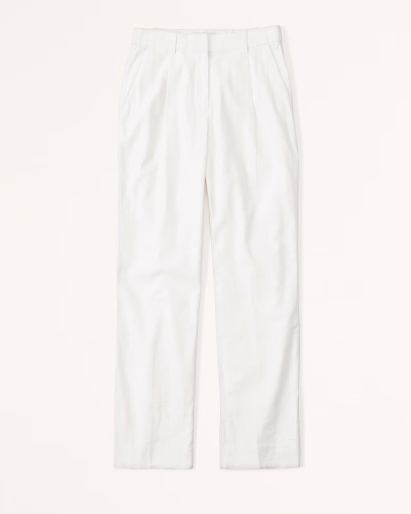 Mid Rise Tailored Linen-Blend Relaxed Straight Pant | Abercrombie & Fitch (US)