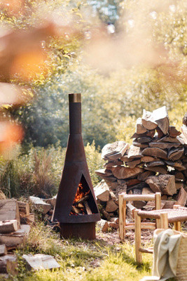 Angled Obelisk Chiminea in Black, Size: Small at Terrain | Terrain