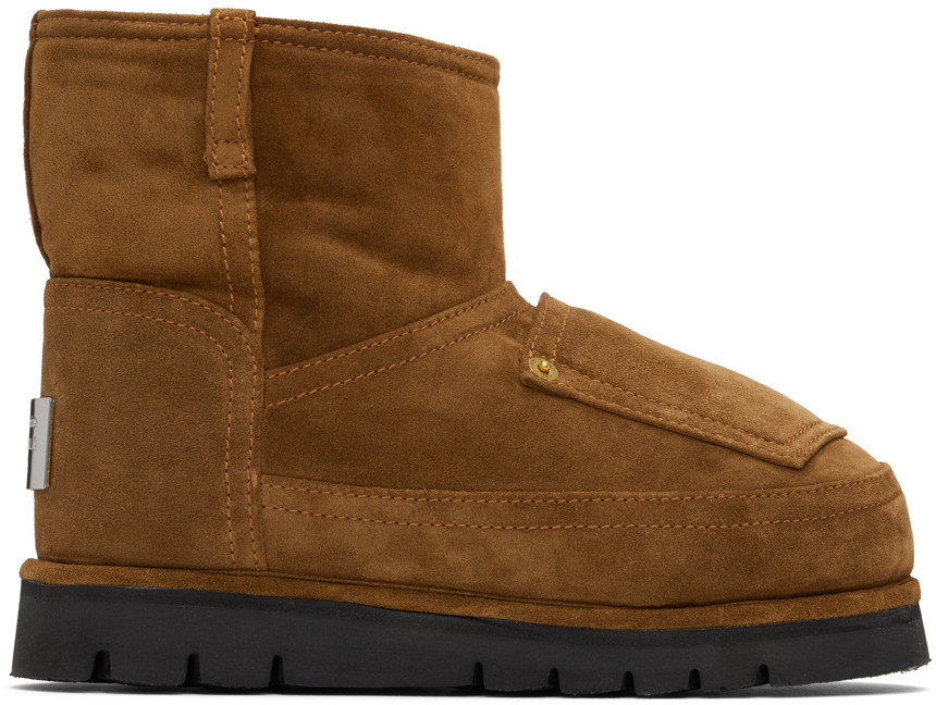 Acne Studios Brown Low Jeans Suede Boots | SSENSE