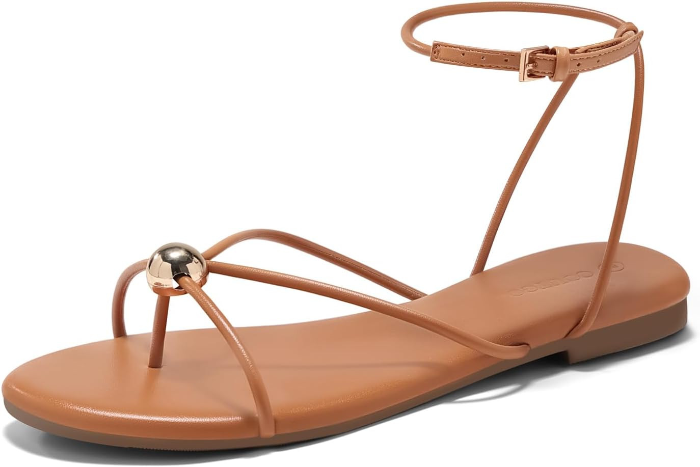 Coutgo Womens Strappy Flat Sandals Open Toe Flip Flops Sandals Ankle Strap Summer Beach Shoes | Amazon (US)