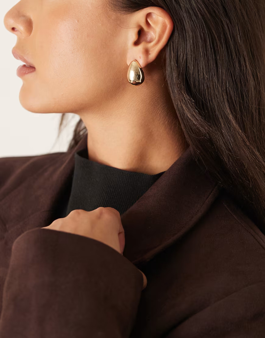 DesignB London chunky teardrop earrings in gold tone | ASOS (Global)