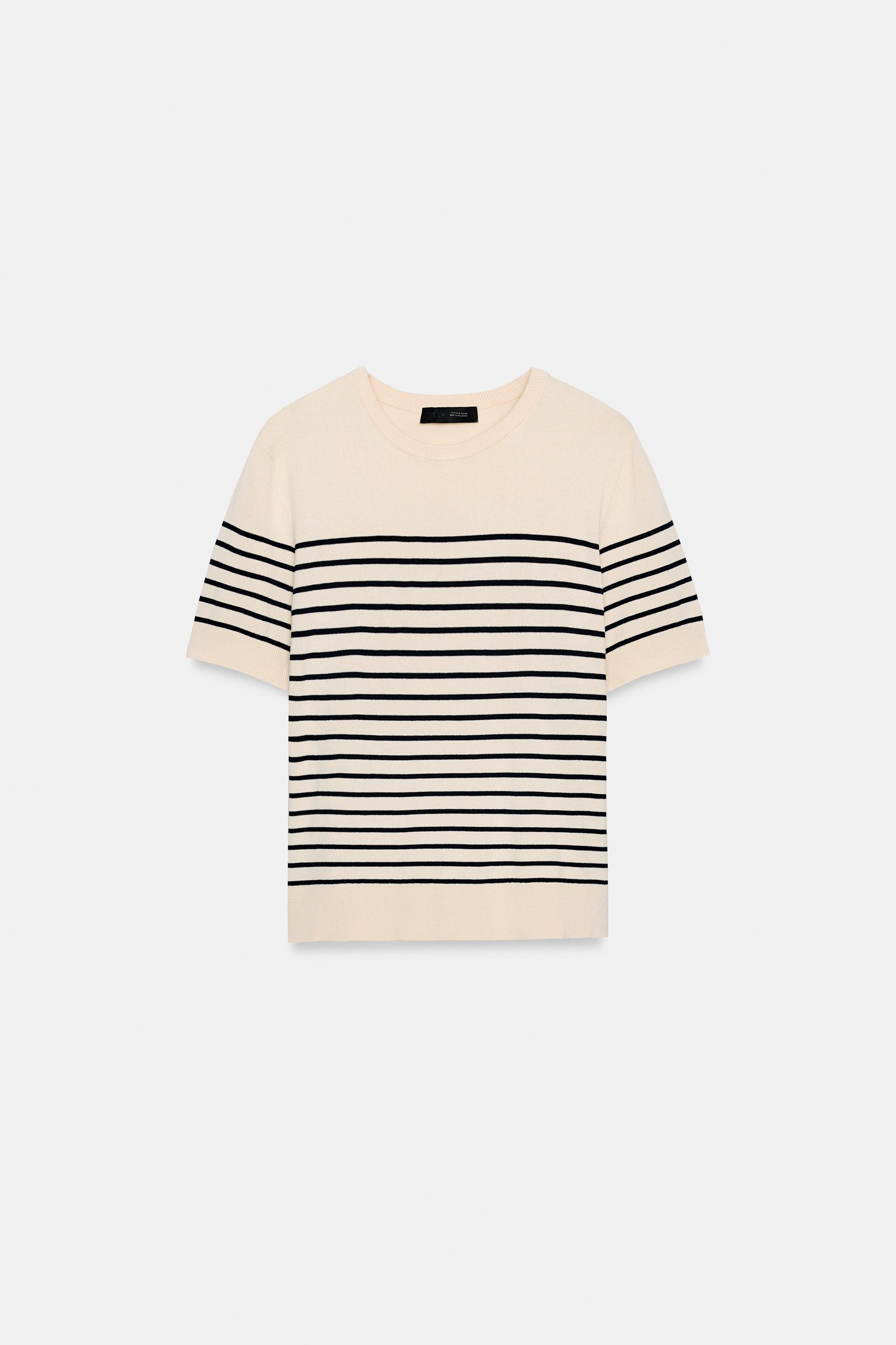 STRIPED SHORT SLEEVE KNIT JUMPER | Zara US