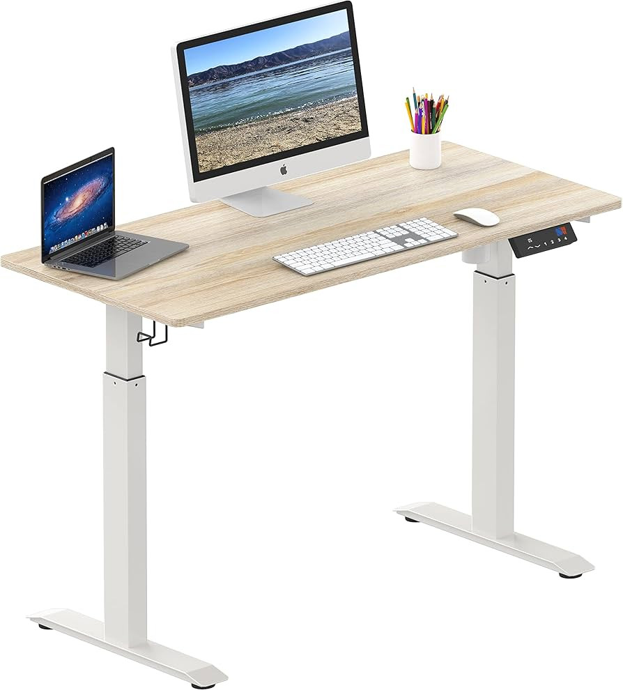SHW Memory Preset Electric Height Adjustable Standing Desk, 48 x 24 Inches, Maple | Amazon (US)