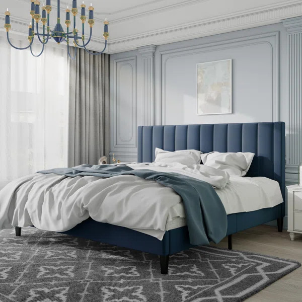Sameko Plush Velvet Wingback Bed | Wayfair North America