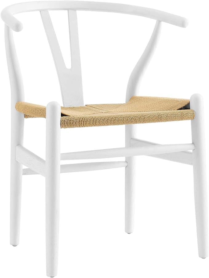 Modway Amish Mid-Century Wood Kitchen and Dining Room Chair in White | Amazon (US)