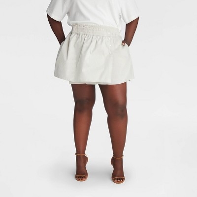 KBB by KAHLANA Women's Mini 'The Asym Boxer Skirt' - Blue Striped 2X | Target