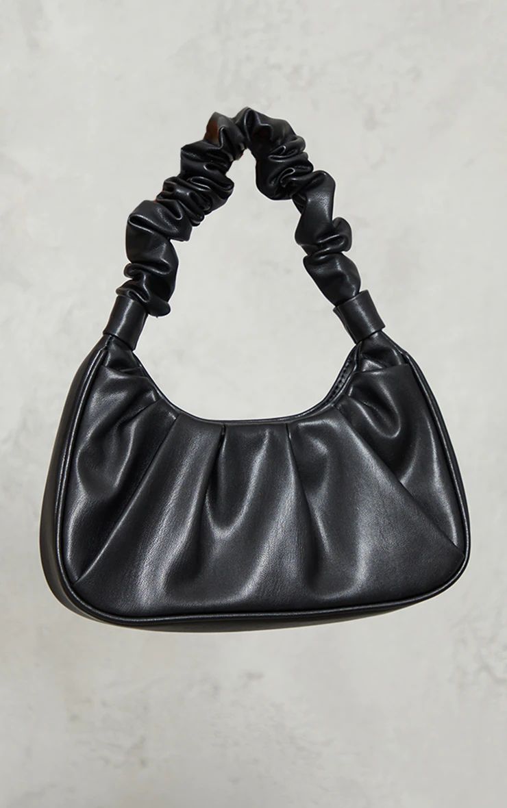 Black Extreme Ruched Handle Shoulder Bag | PrettyLittleThing US