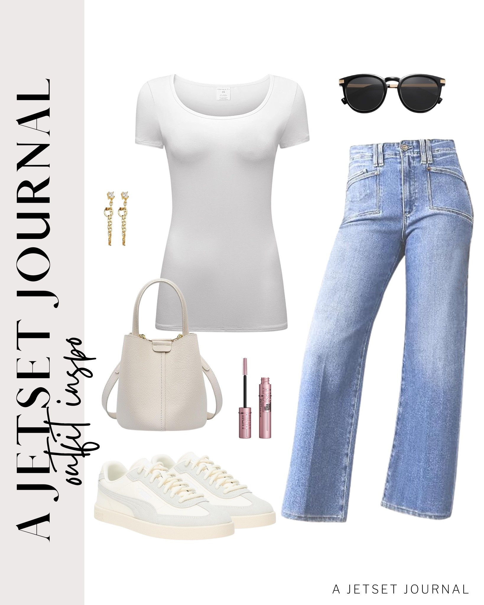 Style your simple wide legg jeans and scoop neck shirt by adding this cute handbag, sneakers, sunglasses, and gold earrings!
maybelline sky high mascara, trendy look, viral products, casual outfit idea, summer finds, how to style, ways to style, summer wardrobe, amazon fashion, affordable style, shoe inspo, gold earrings

#LTKU #LTKSeasonal #LTKStyleTip