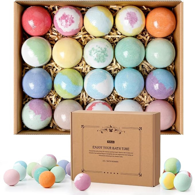 ZenBombs Bath Bombs Gift Set, 20 pcs Natural Shea Butter & Safe Oil Bath Bomb for Skin Moisturizi... | Amazon (US)