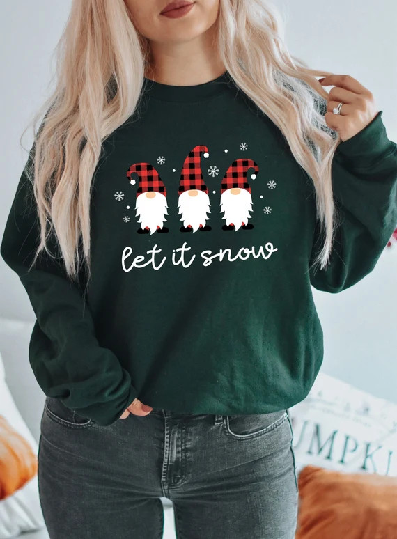 Christmas Gnomes Sweatshirt, Womens Christmas Crewneck, Womens Christmas Sweatshirt, Christmas Sw... | Etsy (US)