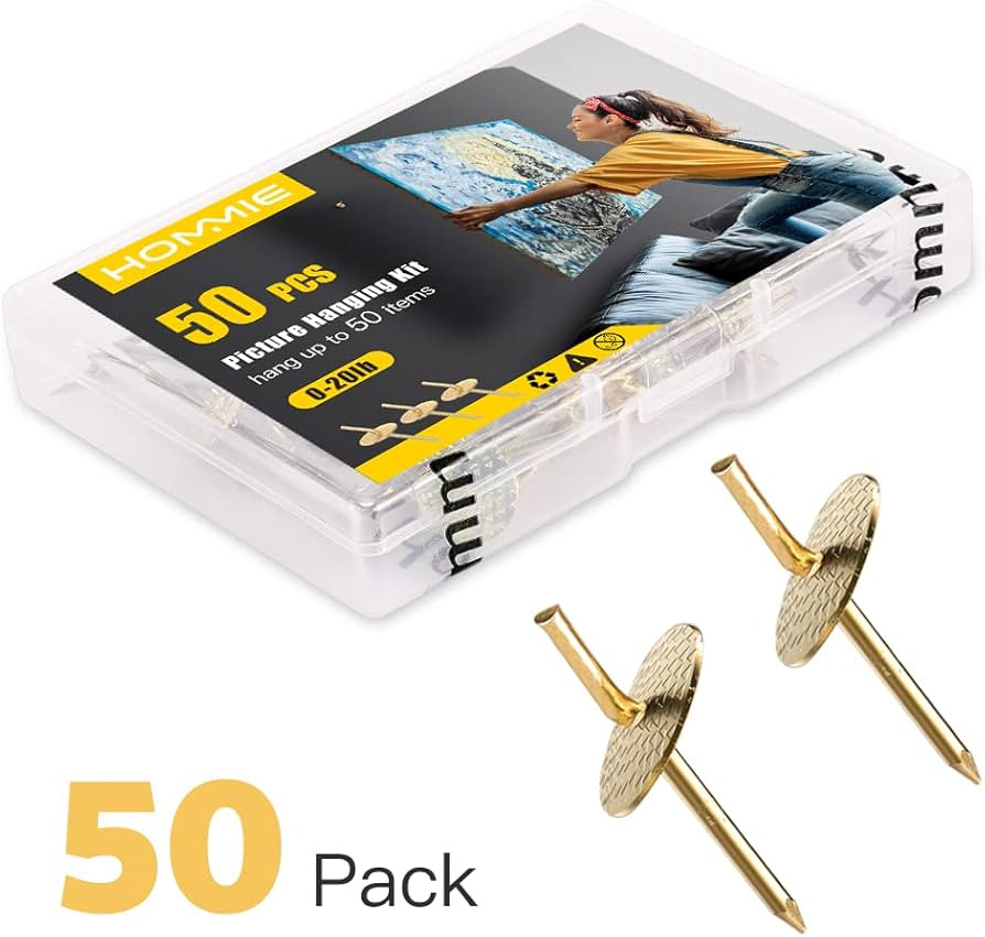 Picture Hangers, Hommie Picture Hangers Nails 50pcs 20lbs One Step Hanging Nails Photo Picture Fr... | Amazon (US)