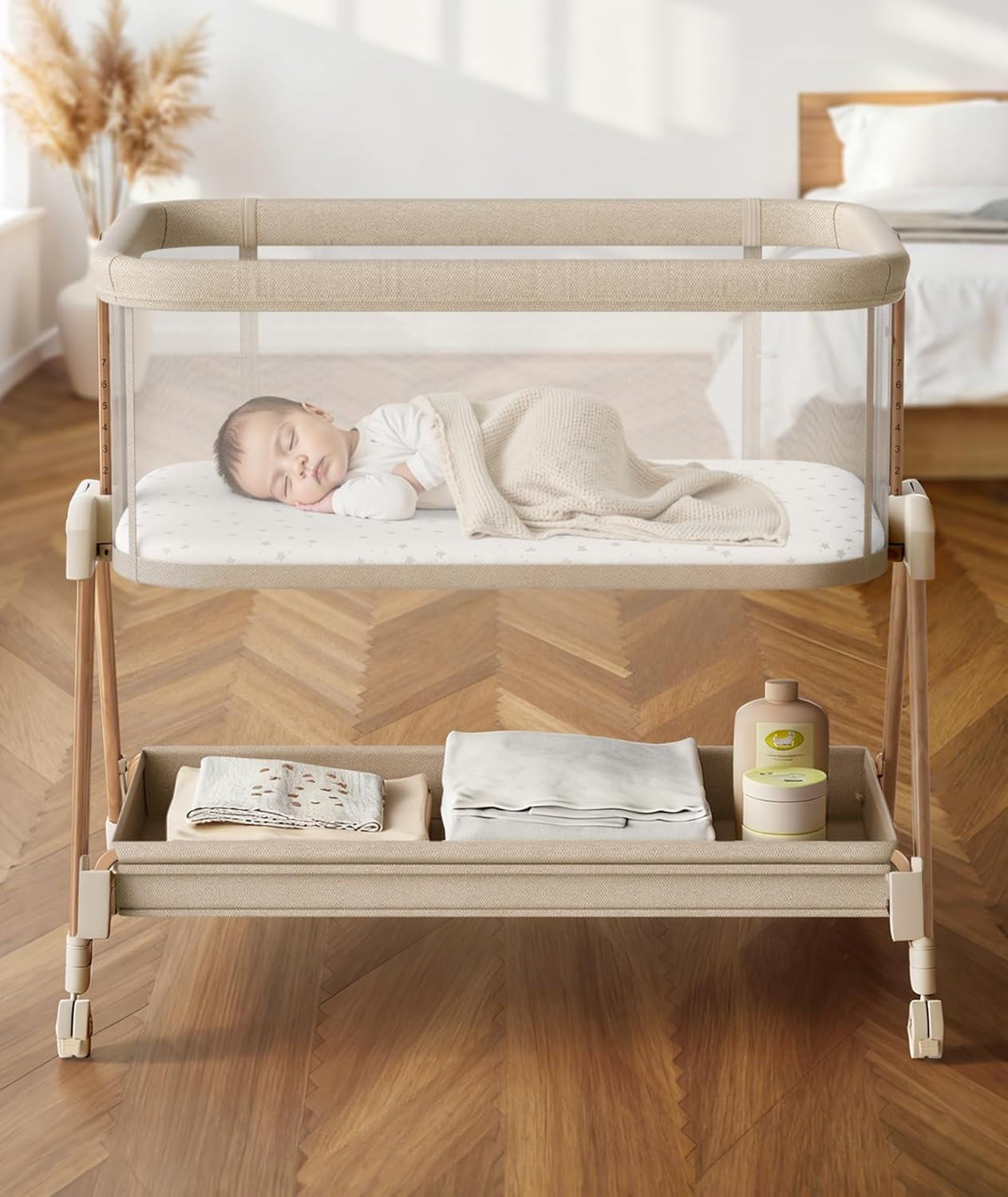 Fodoss Baby Bassinets Bedside Sleeper - 3-in-1 Baby Bassinet with Wheels, Soft Mattress, Storage ... | Amazon (US)